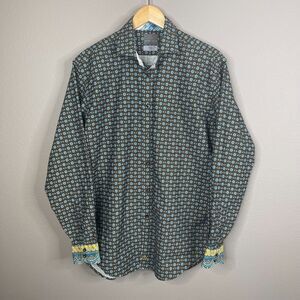 Thomas Dean Means Button Down Casual Shirt Size L‎ Long Sleeve Brown Geometric